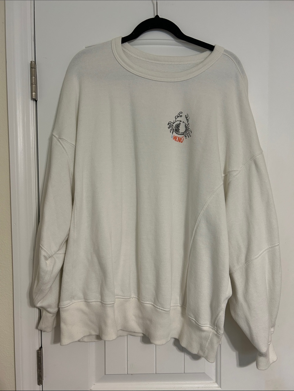 aerie Cream Crewneck Sweatshirt with Small Crab Graphic
